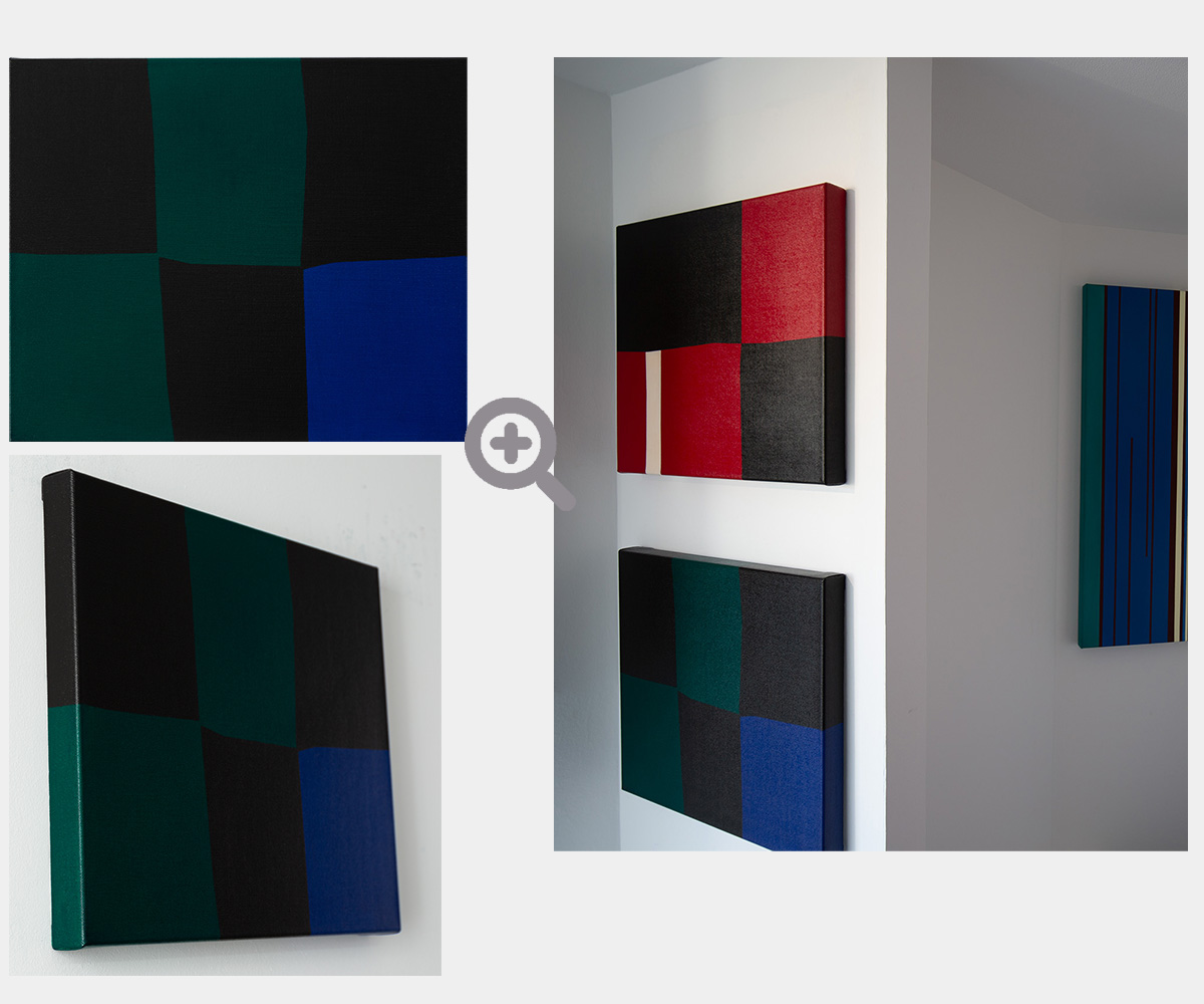 Gemaelde: blau. grün und schwarz, Farbfeld minimalistisch KH#286